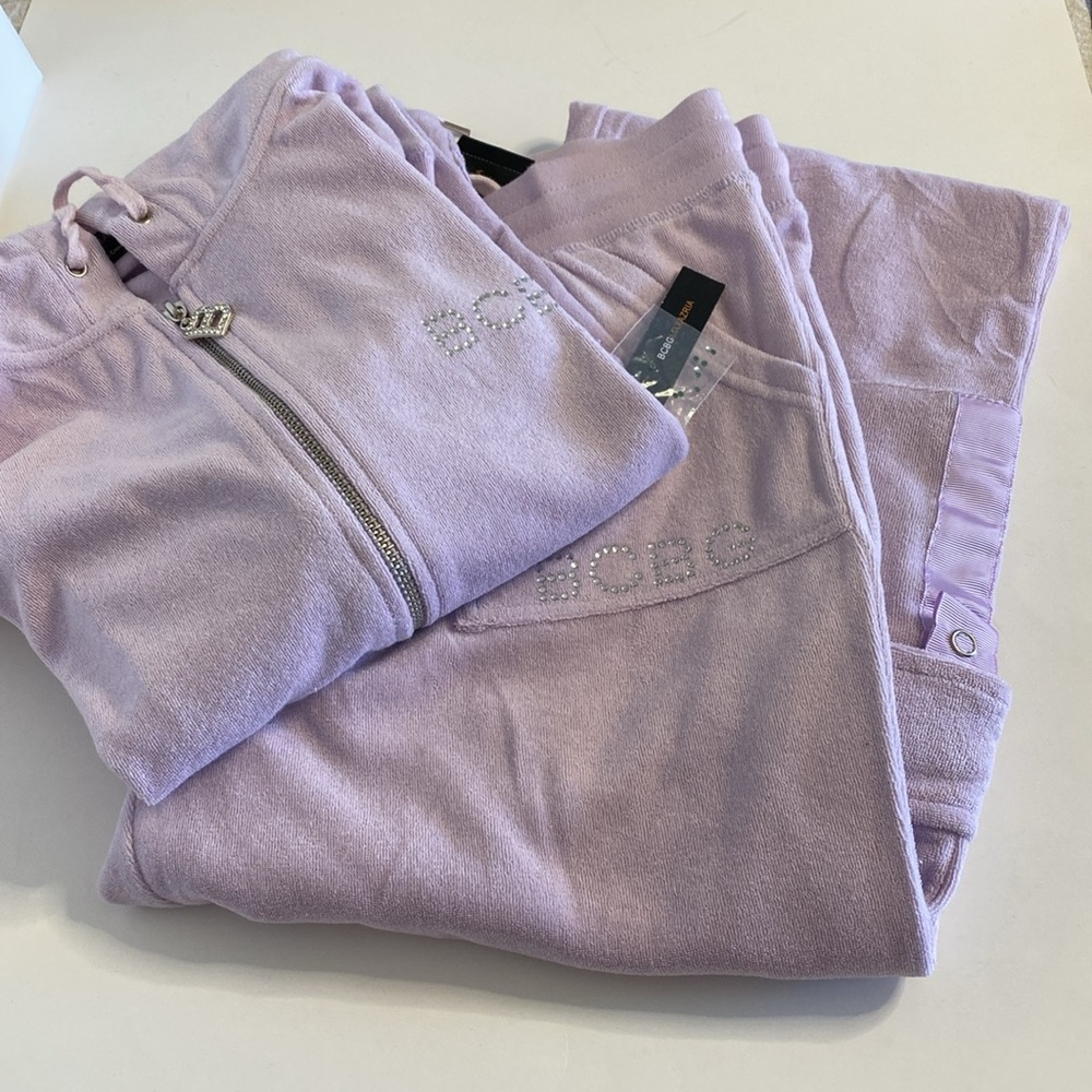 BCBG Purple Long Sleeve Slim Hoodie Relaxed Pants L